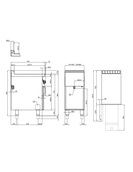 Professional electric fryer - Capacity tank 13 lt - Cm 40 x 70.5 x 90 h