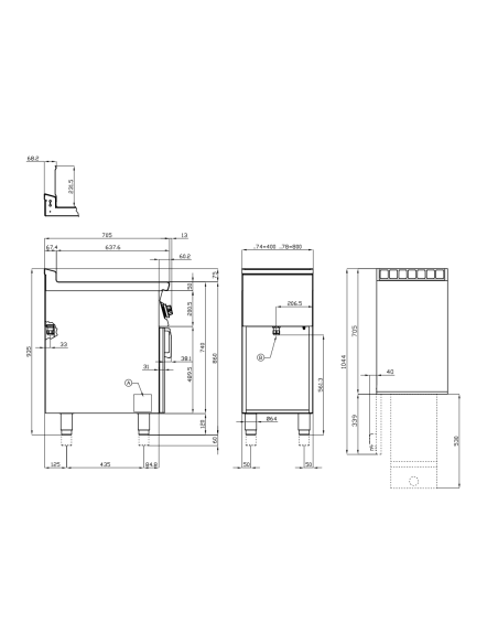 Professional electric fryer - Capacity, 13+13-liter tanks lt - 80 x 70.5 x 90 cm h