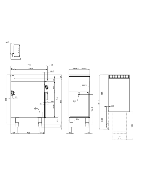Professional electric fryer - Capacity, 18+18-liter tanks lt - 80 x 70.5 x 90 cm h