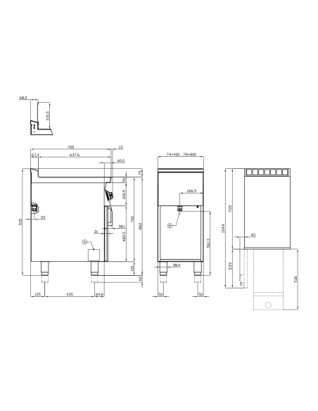Professional electric deep fryer for pastry shops - Capacity, 45 liters - 80 x 70.5 x 90 cm h