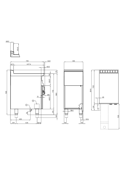 Professional gas fryer - Capacity 8+8-liter tank lt - cm 40 x 70.5 x 90 h