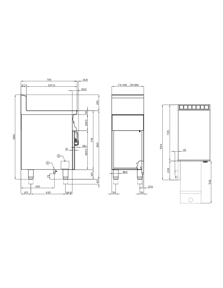 Professional gas fryer - Capacity tank 13 lt - cm 40 x 70.5 x 90 h
