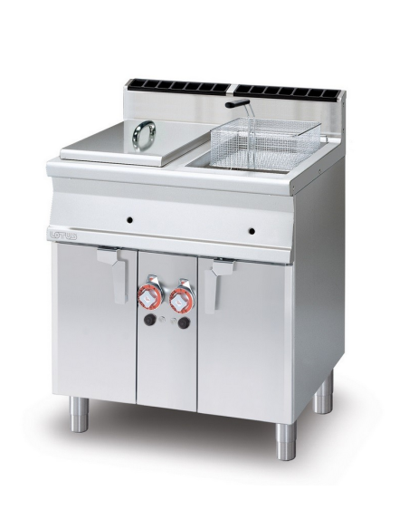 Friggitrice a gas professionale - Capacità vasche 13+13 lt - cm 80 x 70,5 x 90 h