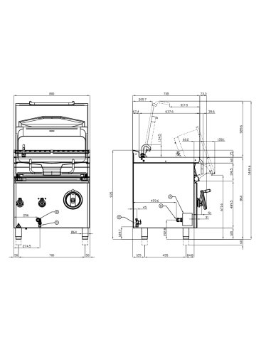 Professional electric griddle - Manual tilting...