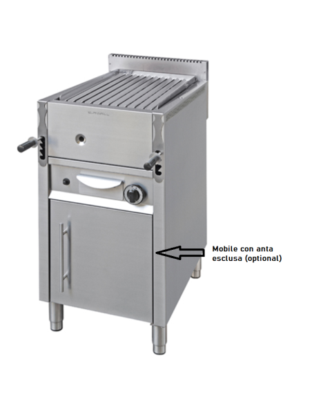 griglia a pietra lavica a gas professionale, ideale per carne e pesce -  cm 47 x 66 x 95 h