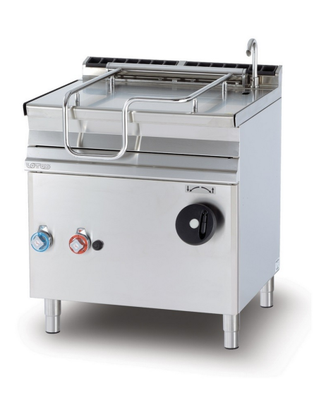 Professional gas griddle - Manual tilting - 50-liter pan - cm 80 x 70.5 x 90 h