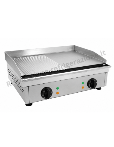 Fry top elettrico con piano 1/2 liscio 1/2...