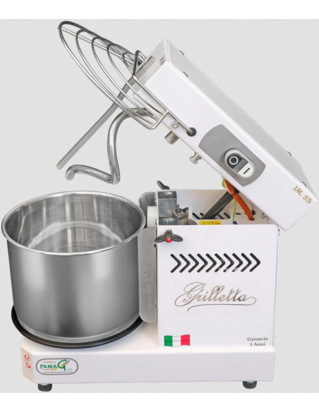 Impastatrice a spirale - capacità kg 5 - testa sollevabile vasca estraibile - impasto per ciclo kg 5