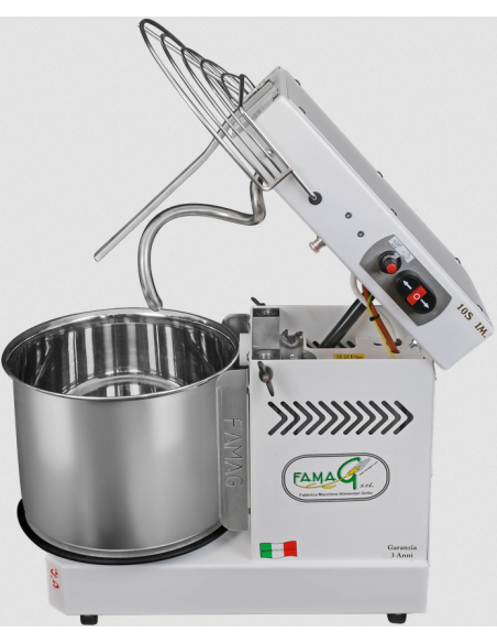 High-hydration spiral mixer - 10 speeds - 10 kg capacity - liftable head removable bowl
