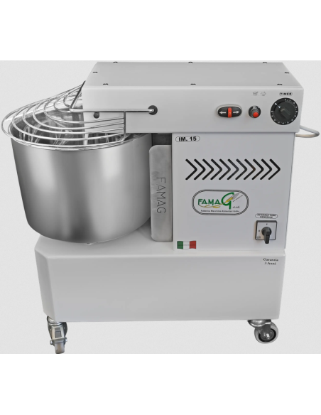 Impastatrice a spirale ad alta idratazione - 10 velocità - capacità kg 15 - testa fissa