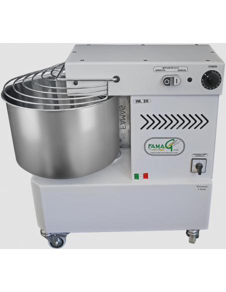 Impastatrice a spirale due velocità - capacità Kg 20 - testa fissa - impasto per ciclo 20 kg