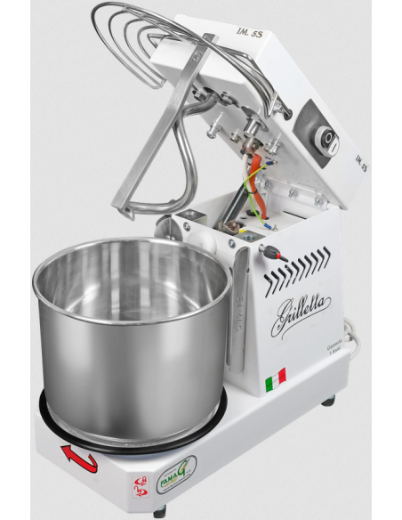 Impastatrice a spirale - capacità kg 5 - testa sollevabile vasca estraibile - impasto per ciclo kg 5