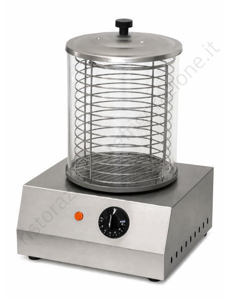 Glass-tub hot dog warmer and cooker - Temperature 0-90°C - Cm 28 x 27 x 40 h