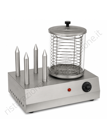 Wiener sausage warmer and cooker with glass basin and 4 heating elements - Temperature 0-110°C - Cm 42 x 27 x 40 h