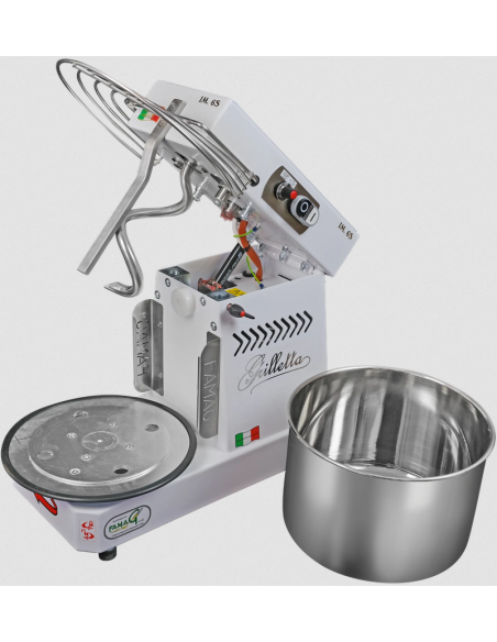 High-hydration spiral mixer - 10 speeds - 6 kg capacity - liftable head, removable bowl