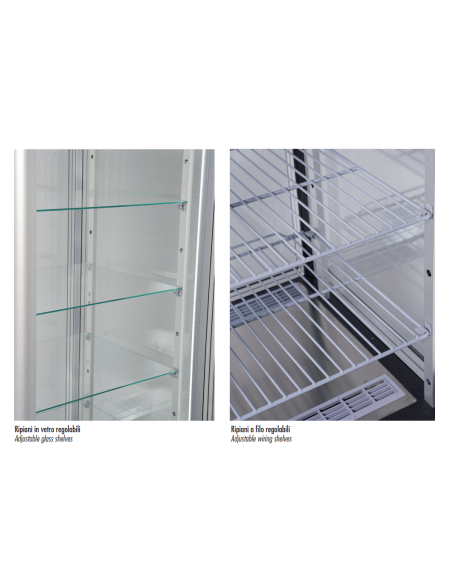 Pastry and Ice Cream Display Case - Temperature +5°C / -20°C - N° 10 Wire Shelves - cm 114 x 64 x 189 h