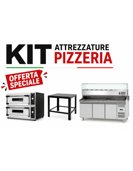 12-Pizza Oven, Oven Stand, 2-Door Pizza Counter with Ingredient Display
