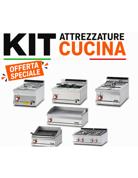 Gas Bain Marie, 19L Pasta Cooker, 13L Fryer, Fry Top, Lava Rock Grill, 4-Burner Range