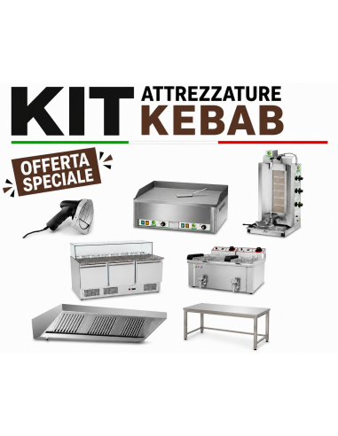 Complete Kebab Kit with 3-Door Refrigerated...