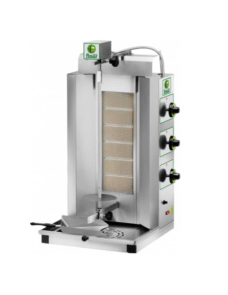 Complete Kebab Kit with 3-Door Saladette, 6-Burner Gas Gyros, Chrome Fry Top and 9+9L Fryer