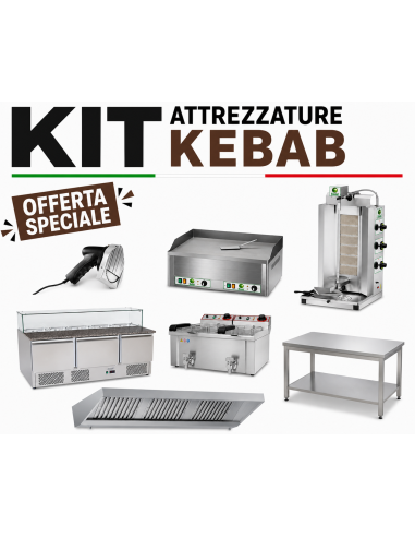 Complete Kebab Kit with 3-Door Saladette,...