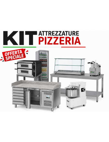 25kg Spiral Mixer, 8-Pizza Oven, Pizza Counter, Heated Display, 377L Refrigerator, Vegetable Cutter