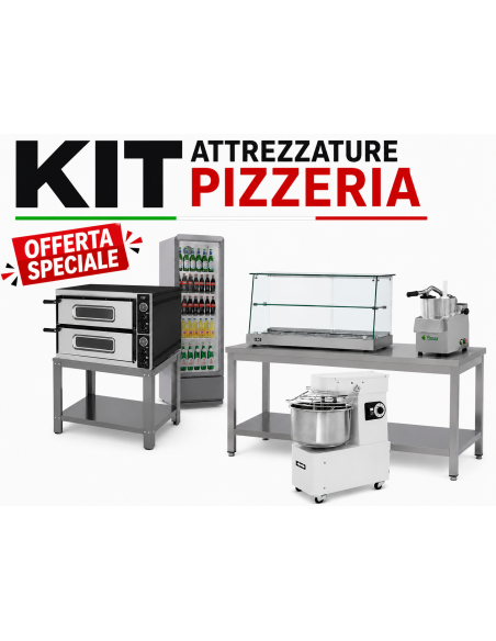 25kg Spiral Mixer, 8-Pizza Oven, Pizza Counter, Heated Display, Table, 377L Refrigerator, Vegetable Cutter