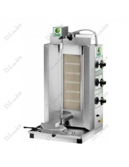 Complete Kebab Kit with 6-Burner Gas Gyros, Fry Top, Double Fryer and 200 cm Hood