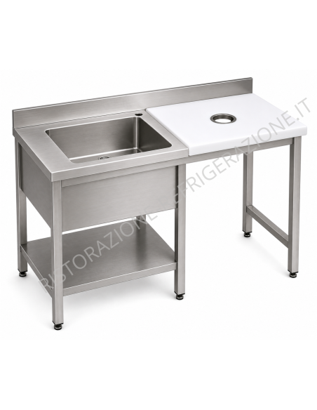 Tavolo sbarazzo - Con ripiano - Profondità 70 - Piano in polietilene - Dimensioni varie