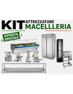 Kit Completo Macelleria con Tritacarne 600 kg/h, Banco...