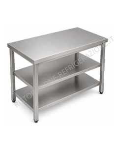 Table with 2 shelves AISI 304 - Depth 70 - Square legs