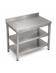 Table with 2 shelves AISI 304 - Depth 60 - Rise - Square... 2