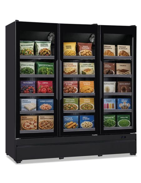 Built-in freezer cabinet with three glass doors - 1285 Lt – Temperature -23°/ -18°C - cm 188 x 74.5 x 198.3 h
