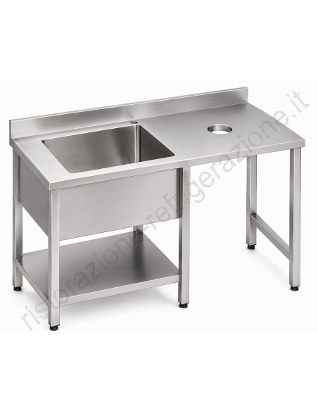 Mesa de preparación vegetal - Con estante - Profundidad 70 - Dimensiones diversos