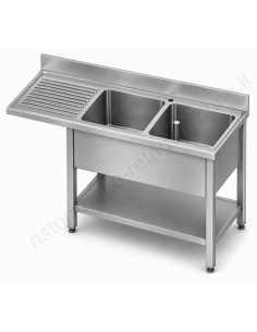 Cantilevered sink - shelf - Depth 70 - N. 2 tanks - Left...