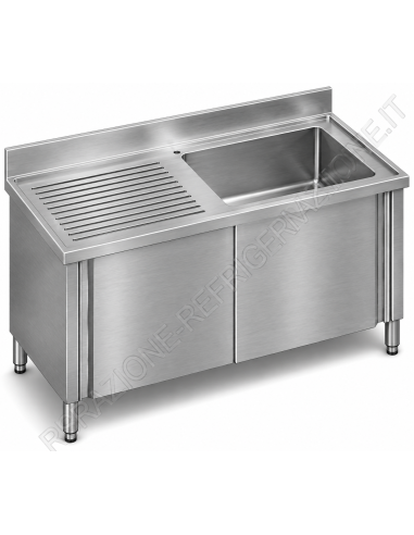 Locked sink - Depth 60 - N. 1 tub - Dropper left