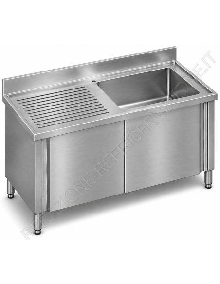 Locked sink - Depth 70 - N. 1 tub - Dropper left