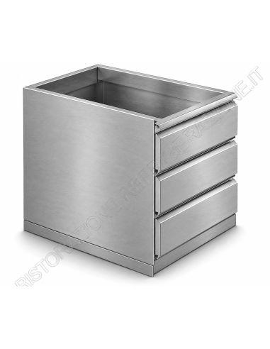 Dibujo 3 cajones con guías cm 37 x 60/70 x 56 h