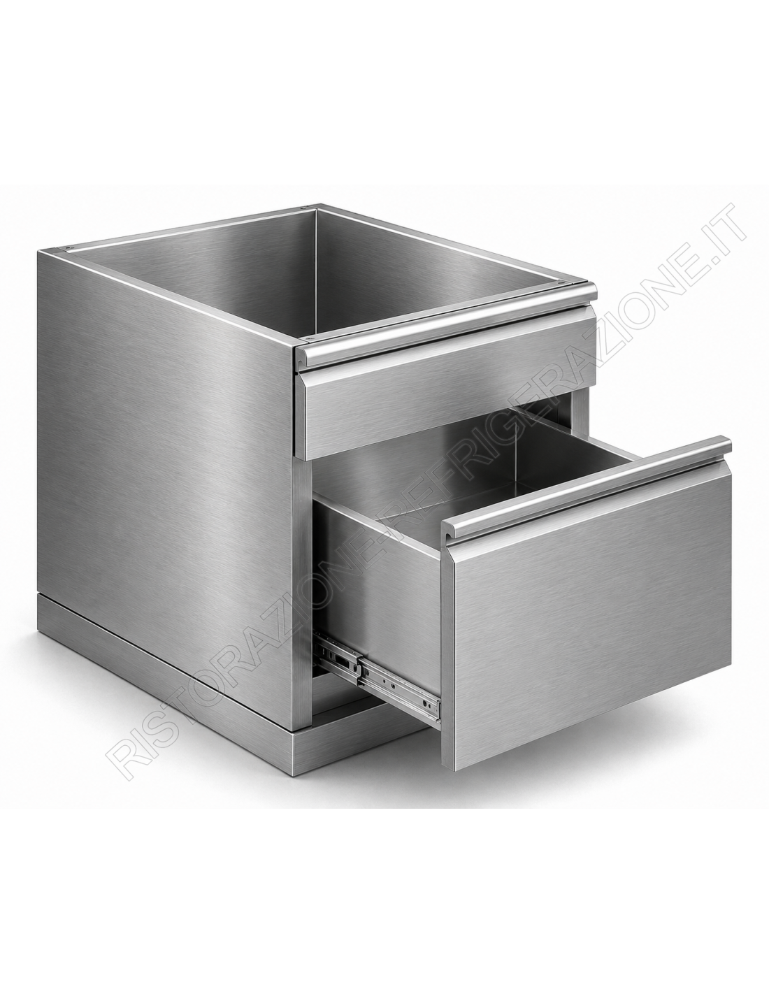 Cassettiera a 2 cassetti con guide 1/3-2/3 cm 37 x 60/70 x 56 h