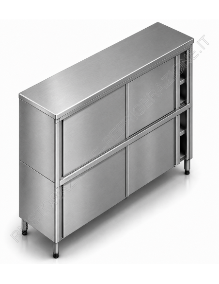 Gabinete de superposición AISI 304 - Puertas deslizantes - Altura 170 cm