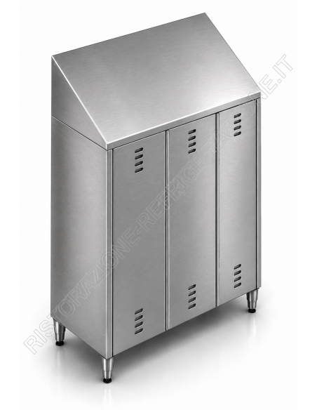 Locker room - N.3 seats - Slide and lock - cm 100 x 35 x 180/198 h