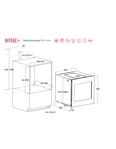 Vetrina refrigerata per vino 63 litri doppia...