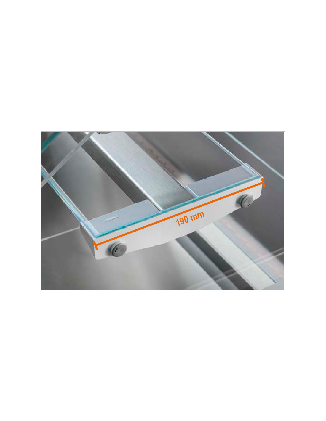 Intermediate shelf made of tempered glass with supports