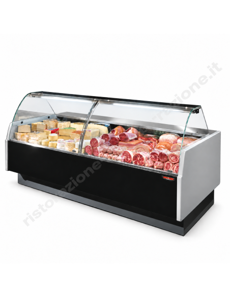 Banco alimentare refrigerato per salumi formaggi e gastronomia - Piano espositivo cm 90 - Lunghezza cm 195.5