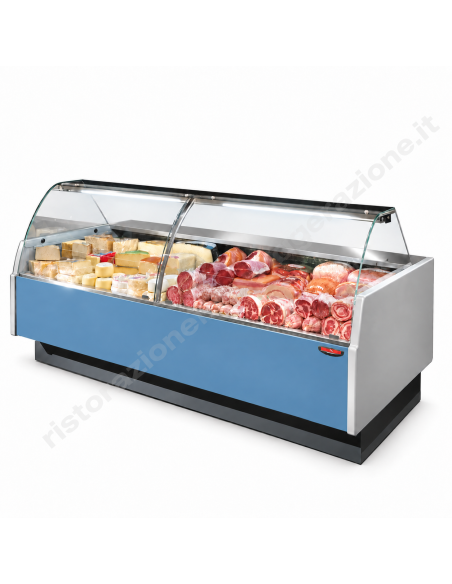 Mostrador de alimentos refrigerados para embutidos, quesos y productos gastronómicos - Planta exposición cm 90 - Longitud cm 195