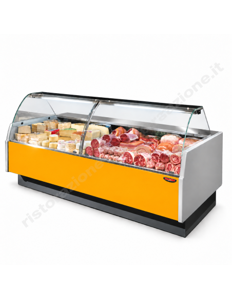 Banco alimentare refrigerato per salumi formaggi e gastronomia - Piano espositivo cm 90 - Lunghezza cm 195.5