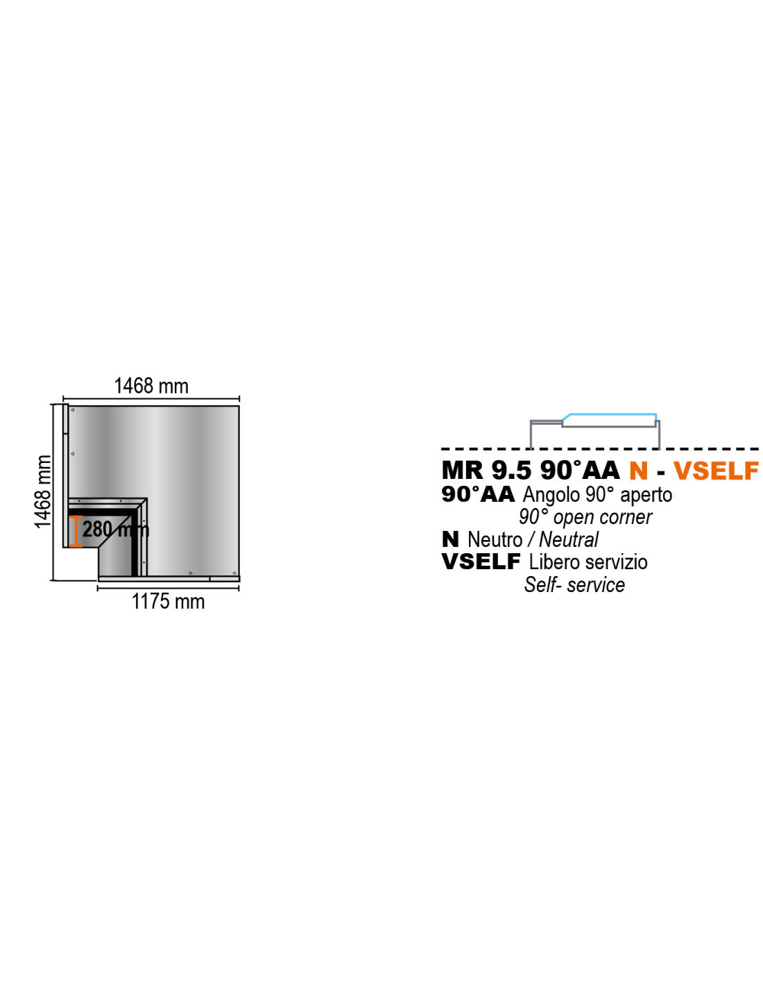 90° -Open Corner for Neutro Self-Service Counter