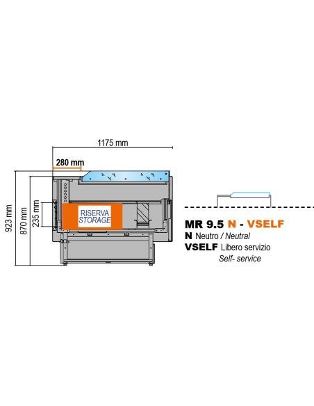Neutral Self-Service Counter for Cold Cuts, Cheese, and Deli Items - Display surface: cm 90 - Length cm 104