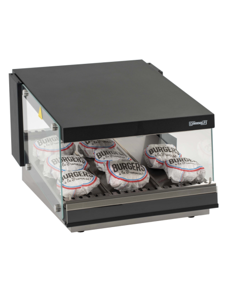 Professional countertop hamburger warmer with heated sloped surface for fast food – N. 1 shelf - cm 55