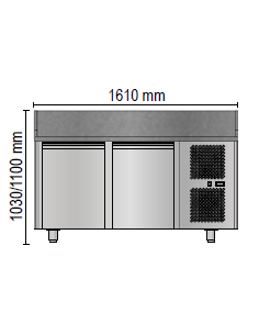 copy of Refrigerated table with granite top and 3 doors - Temperature +0° +10°C cm 215 x 80 x 85/92 h